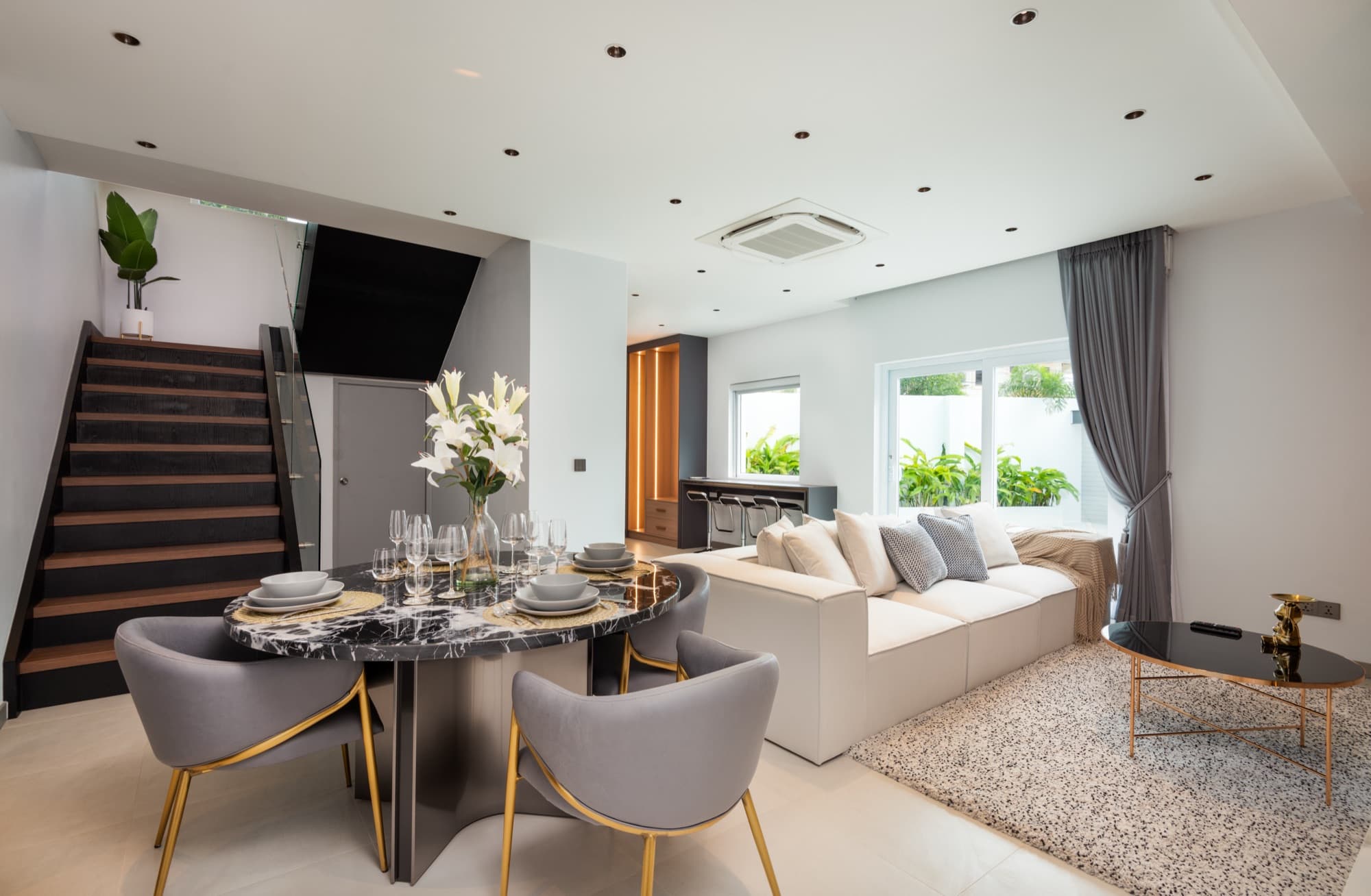 Four bedrooms, the quieter side of The Compound.